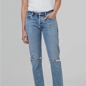 Citizens Of Humanity Light Blue Distressed Straight Leg Jeans